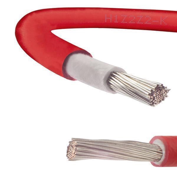 Solar cable H1Z2Z2K of 1 x 6mm² Red tuv CCA s1d2a1 Lsoh on a drum of 1000m