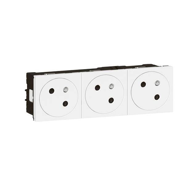 Mosaic Link contactdoos 3 x 2 polig + A vlak 45° - 6 modules Wit