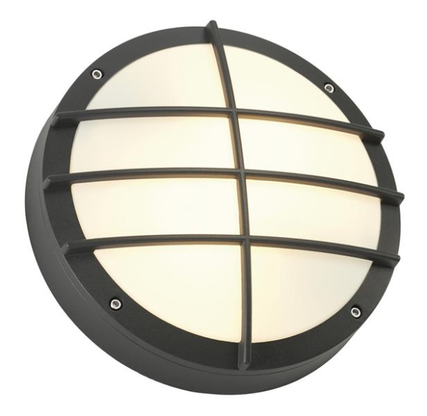 Bulan Grid, wandarmatuur, rond, Antraciet, E27, maximum 2 x 25W, PC cover