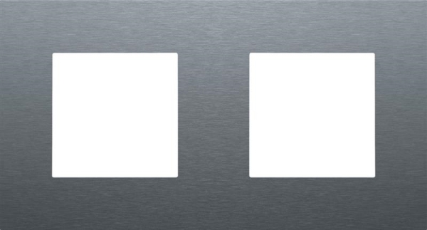Plaque de recouvrement double avec un entraxe de 71mm, Niko Pure Aluminium Bleue Gris brossé