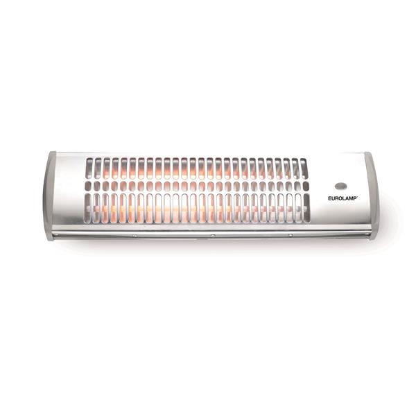 Wandgemonteerde kwarts badkamerverwarming 600 - 1200W IP24 Zilver met trekschakelaar