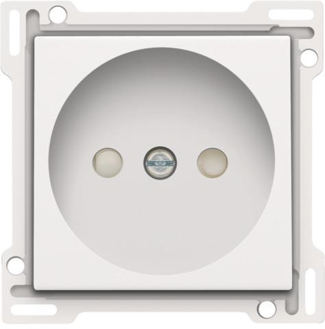 Afwerkingsset voor stopcontact zonder aarding met kinderveiligheid, inbouwdiepte 21mm White Steel