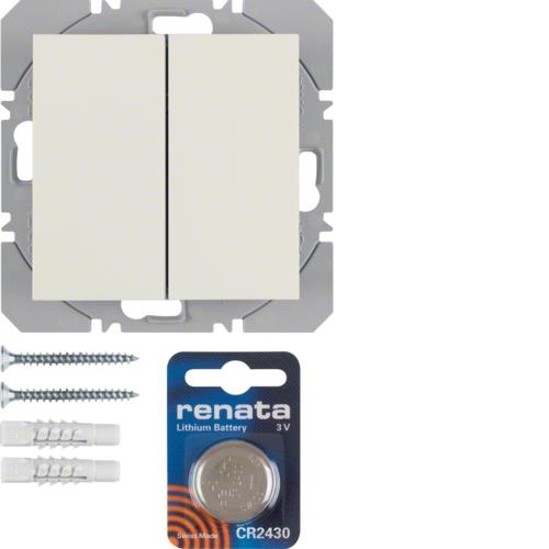 KNX radio wall-transmitter 2gang flat quicklink, S.1, White glossy