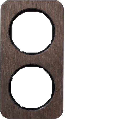 Afdekplaat 2 - voudig R.1 Bruin Hout / Zwart