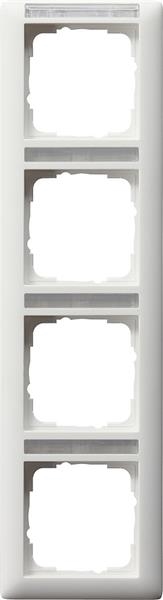 Afdekraam 4 voudig met tekstkader verticaal standard 55 zuiver Wit mat