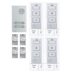 Kit parlophonie mains - libres 4 appartements poste extérieur apparent