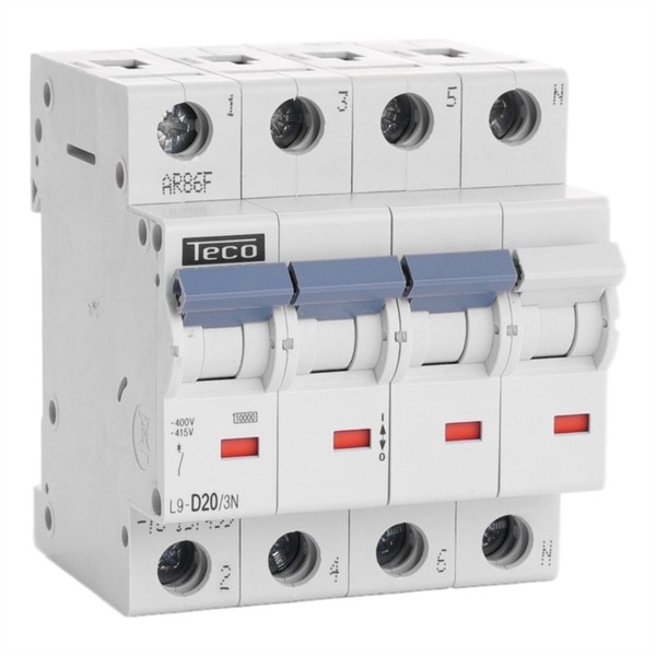 Disjoncteur 3 pôles + N 20A 10kA courbe D