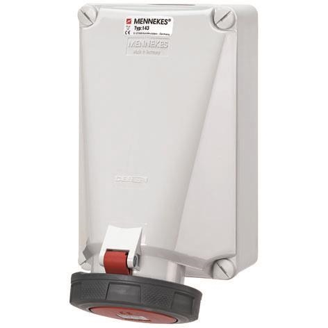 Prise murale 125A 5 pôles 6h 400V Rouge IP67