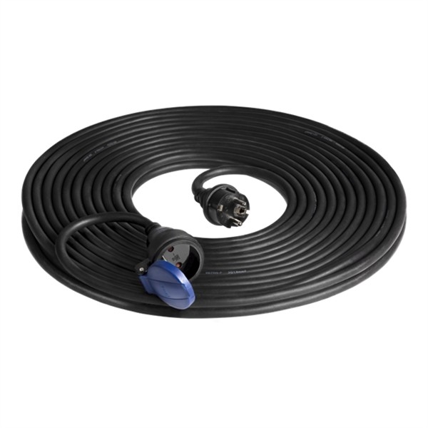 Rallonge heavy - duty avec câble caoutchouc longueur 20m IP44, 1 x 2 pôles + T, H07RN-F 3 x 1.5mm²,