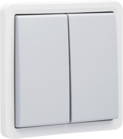 2 x bouton - poussoir non éclairable, étanche aux projections d’eau 10A / 250Vac avec 2 NO / NF Gris