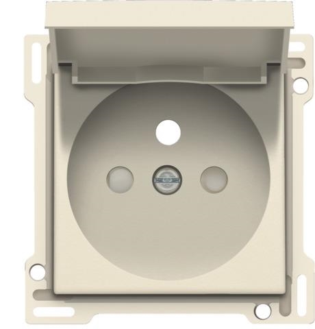 Afwerkingsset voor stopcontact met klapdeksel, penaarde en kinderveiligheid 28,5mm Creme