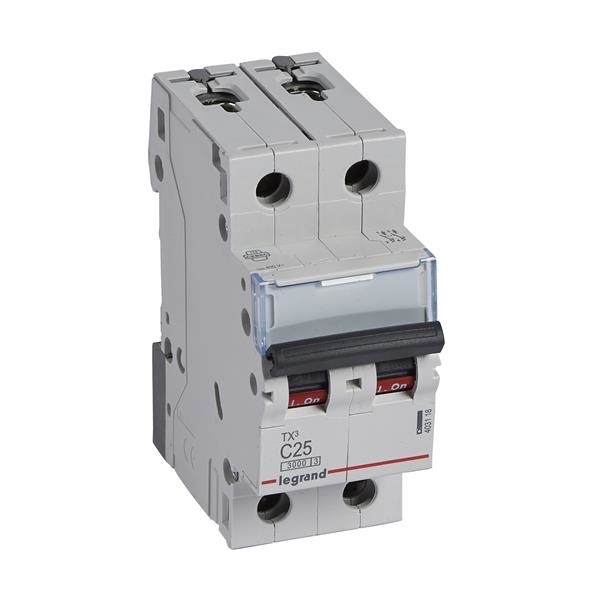 Circuit breaker TX³ 3000A 2 poles C curve 25A 230 / 400V - 2 modules