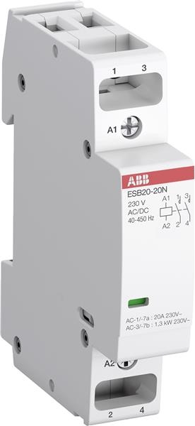 Contacteur modulaire 20A 2 NO 20A contacts tension circuit de commande: 230Vac / Dc