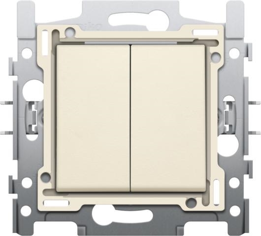 Two - circuit switch, base, screw terminals and finishing set Cream