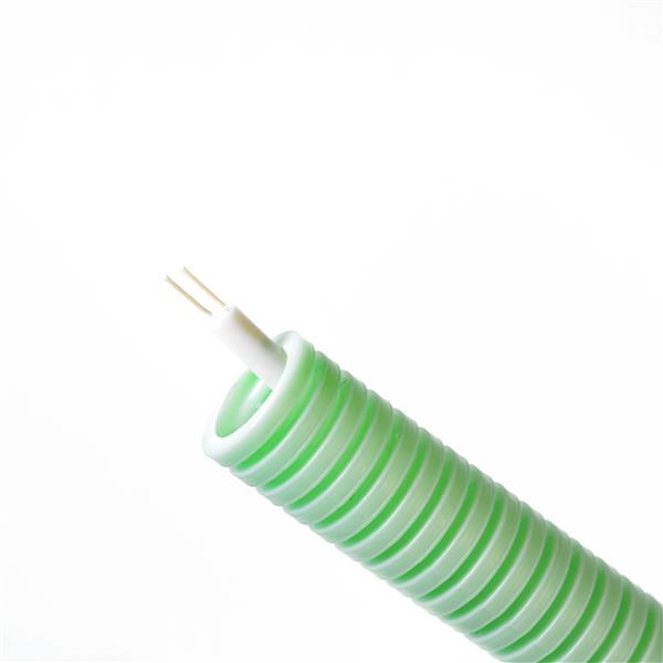 Tube précâblé 16mm Lsoh Vert + fibre opti 2x G657A2 (Brown/Black) Indoor Drop cable TF502 (Proximus)