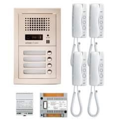 Kit parlophonie pour 4 appartements préprogrammé - poste extérieur encastré