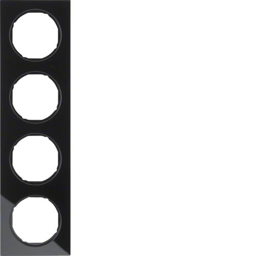 Afdekplaat 4 - voudig Berker R.3 Glas, Zwart