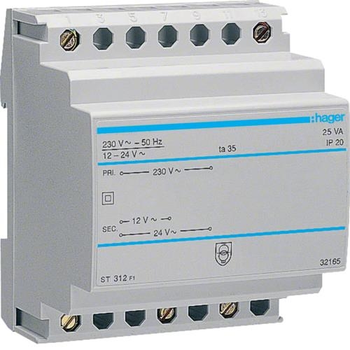 Transformateur - 220V / 12 - 24V - 25Va - 4 modules