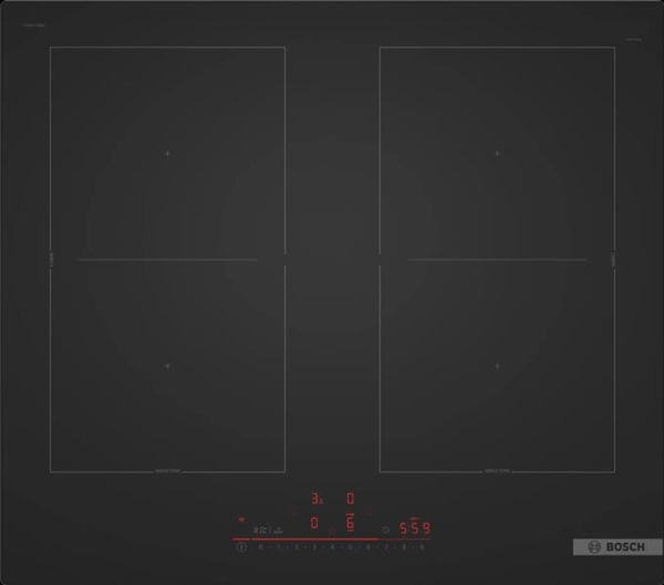 Table de cuisson serie 6 induction 60cm, combiInduction, 4 zones, 2 combiZones, DirectSelect avec 17