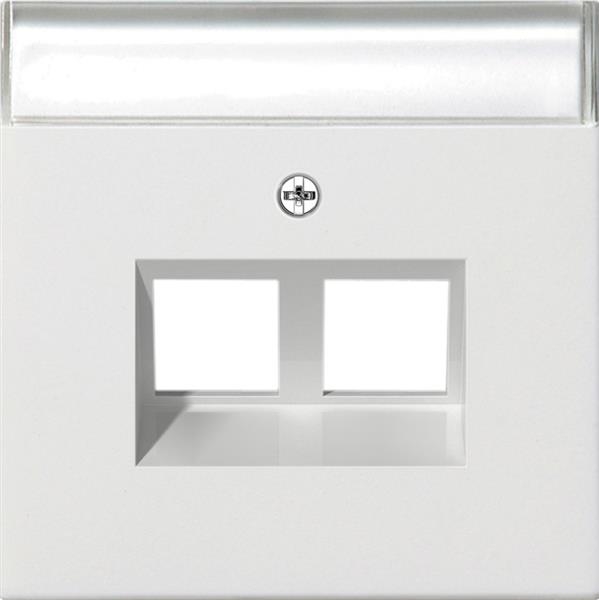 Afdekraam 30{~Grad} + met tekstkader draagring Modular jack 2 voudig Gira F100 zuiver Wit