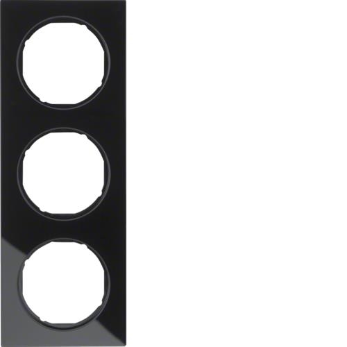 Afdekplaat 3 - voudig Berker R.3 Glas, Zwart