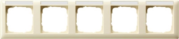 Cover frame 5 gang horizontal with inscription space System 55 cream White