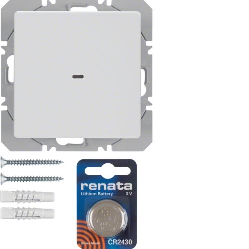 Batterij drukknop enkelvoudig radio quicklink Knx Q.1 / Q.3 Polarwit soft