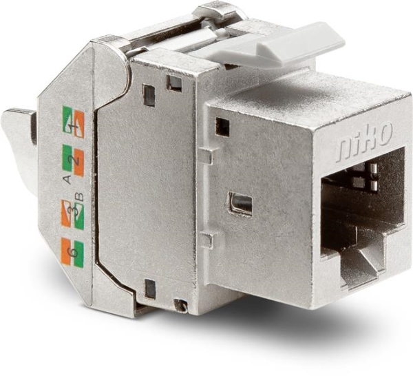 Afgeschermde RJ45 - connector STP cat6A, klaar voor PoE, voor bandbreedtes tot 500MHz