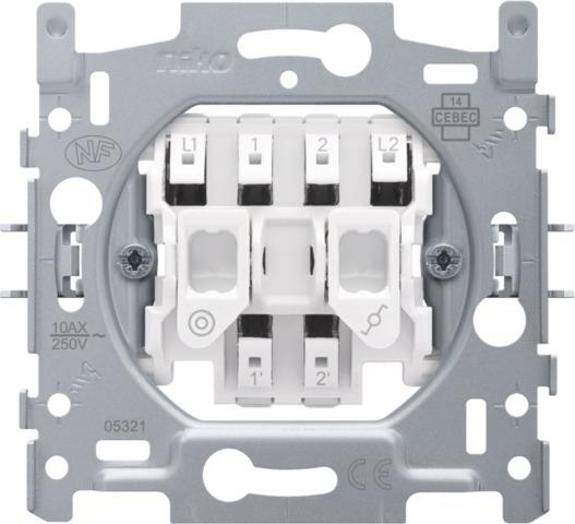 Socle pour interrupteur double : interrupteur va & vient et bouton - poussoir avec raccords rapides