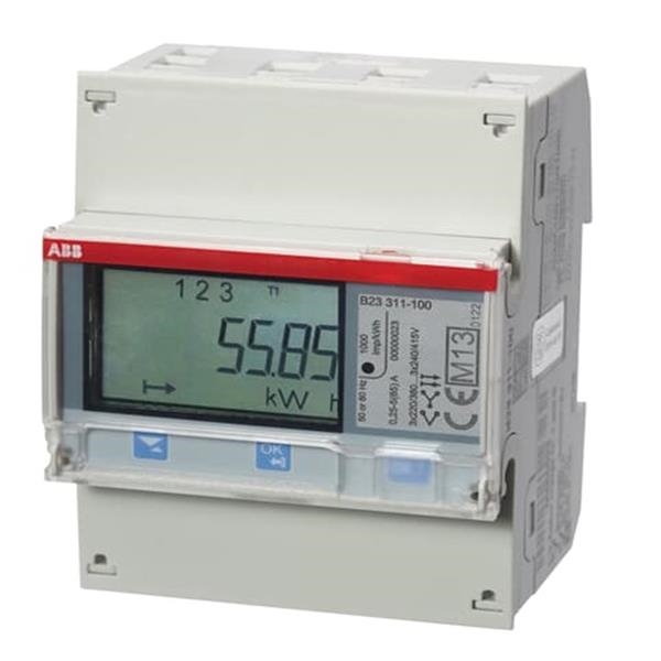Energiemeter B serie 3 x 230 / 400Vac, 65A, pulse, B (cl 1), Silver
