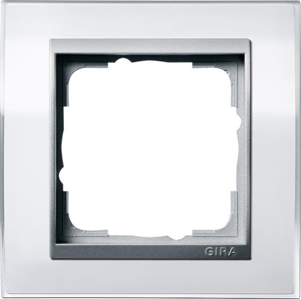 Afdekraam 1 voudig voor kleur Aluminium Gira Event Clear WIt