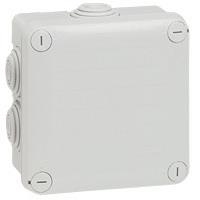 Aftakdoos Plexo vierkant IP 55 - waterdicht - Grijs - deksel met kwartslagsluiting - 7 kabelinvoeren