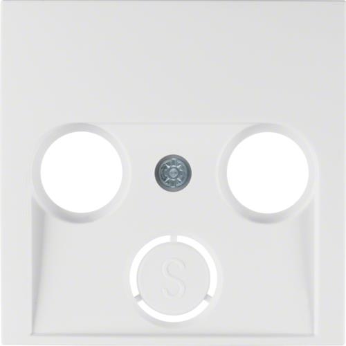 Enjoliveur pour prise coaxiale 2 et 3 trous Berker S.1 / B.3 / B.7 Blanc polaire, mat