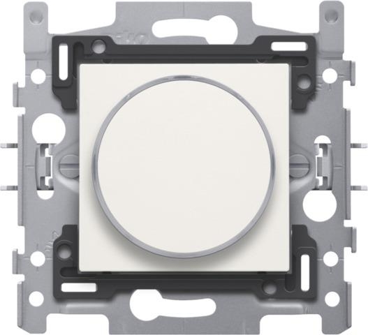 Drukknop 6A met amberkleurige Led, sokkel en afwerkingsset met doorschijnende ring Wit