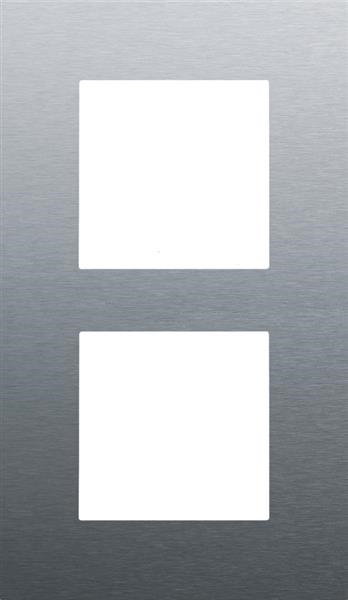 Plaque de recouvrement double, entraxe de 60mm, verticale, Niko Pure Aluminium Bleue Gris brossé