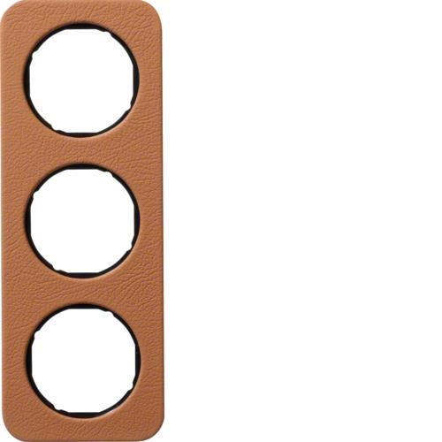 Afdekplaat 3 - voudig R.1 Bruin Leder / Zwart