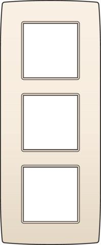 Afdekplaat drievoudig vertikaal 60mm centerafstand Creme