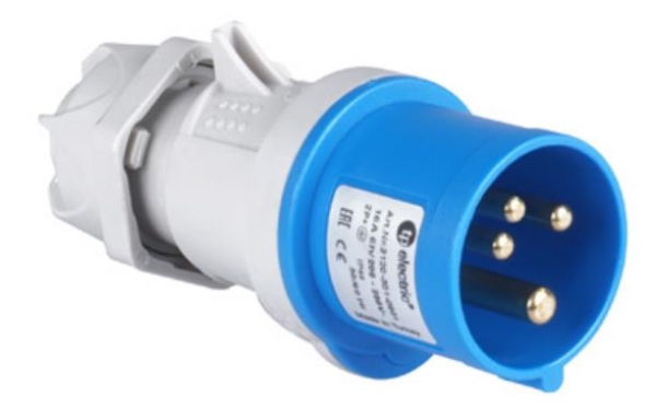 Plug CEE 4 x 32A 200 - 250Vac 9h Blue IP44 with screw connections