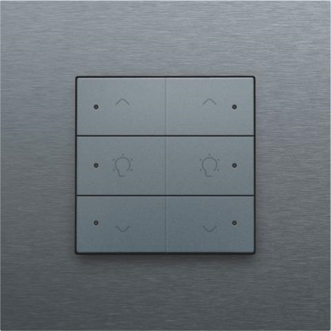 Commande de variateur double avec Led pour Niko Home control 6 x Alu Steel