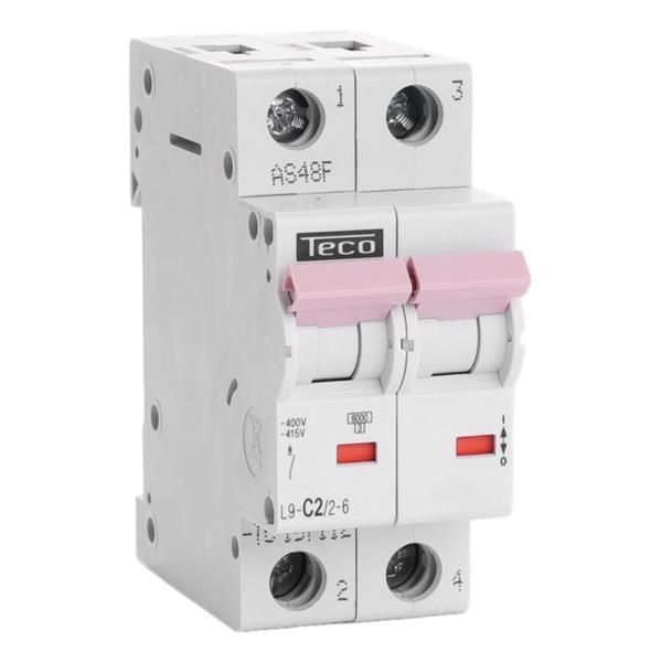 Circuit breaker 2 poles 2A 6kA curve C