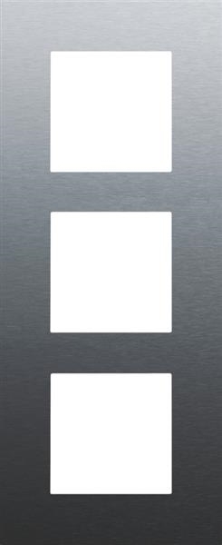 Triple cover plate, 60mm center distance, vertical, Niko Pure Aluminum Blue brushed Grey