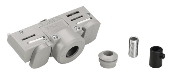 Eutrac 3 - fase rail adapter, Grijs inclusief draadstang en trekontlasting