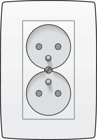 Dubbele wandcontactdoos verticaal 31.5mm, volledig apparaat inclusief afdekplaat, Wit