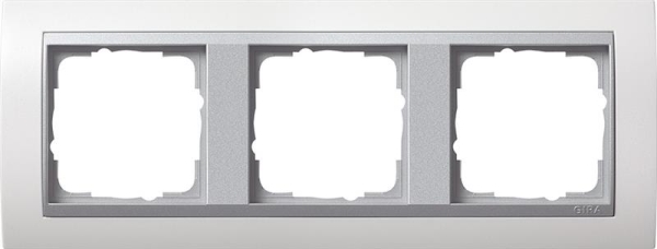 Afdekraam 3 voudig voor kleur Aluminium Gira Event zuiver Wit mat