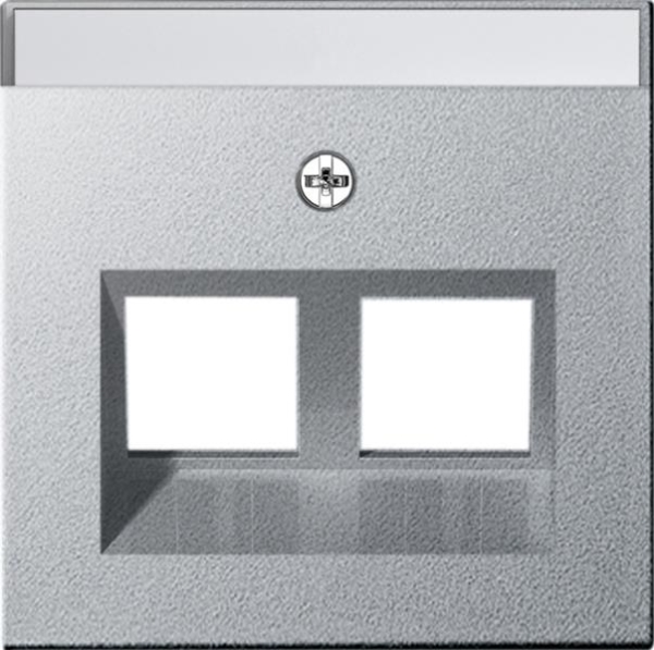 Afdekraam 30{~Grad} + met tekstkader draagring Modular jack 2 voudig System 55 kleur Aluminium