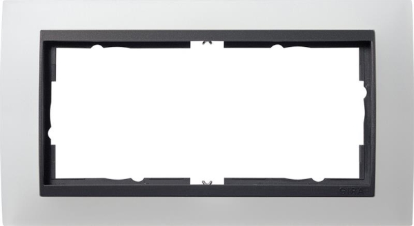 Cadre 2 x sans nervures centrale pour Anthracite Gira Event opaque Blanc