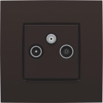 Set de finition pour 2 connexions coaxiale simples pour TV, FM et une connexion satellite dark Brown