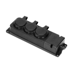 Prolongateur multiprise robuste, caoutchouc, Schuko IP44, 3 prises Schuko, boîtier ignifugé, profil