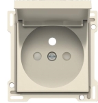 Afwerkingsset voor stopcontact met klapdeksel, penaarde en kinderveiligheid 28,5mm Creme