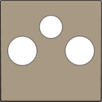 Afwerkingsset voor 2 enkelvoudige coaxaansluitingen voor TV en FM en een satellietaansluiting Bronze